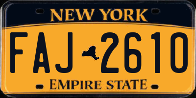 NY license plate FAJ2610