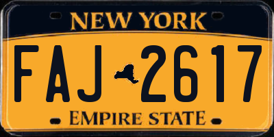 NY license plate FAJ2617