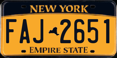 NY license plate FAJ2651