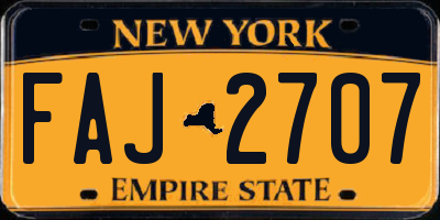 NY license plate FAJ2707