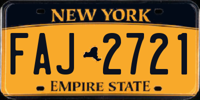 NY license plate FAJ2721