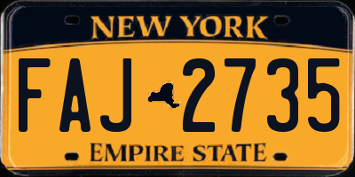 NY license plate FAJ2735