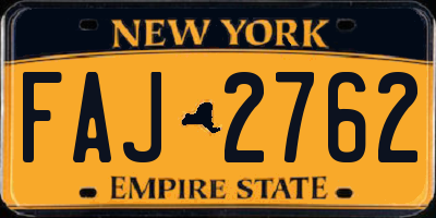 NY license plate FAJ2762