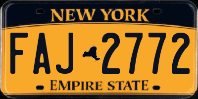 NY license plate FAJ2772