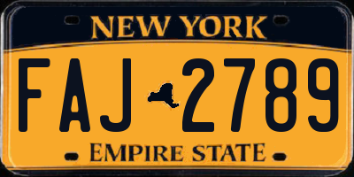 NY license plate FAJ2789