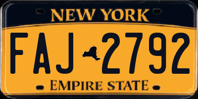 NY license plate FAJ2792