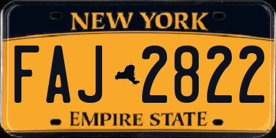 NY license plate FAJ2822