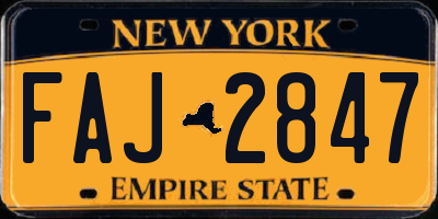 NY license plate FAJ2847