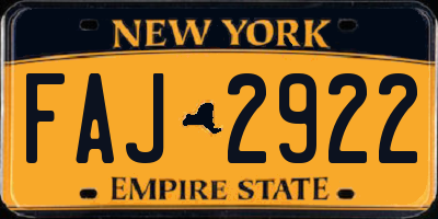NY license plate FAJ2922