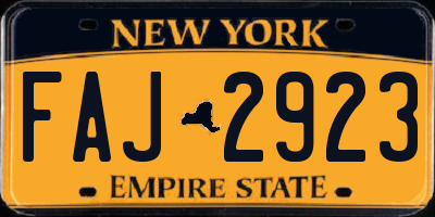 NY license plate FAJ2923