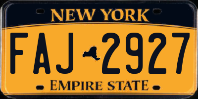 NY license plate FAJ2927