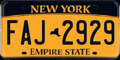 NY license plate FAJ2929