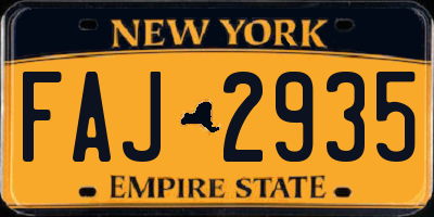NY license plate FAJ2935