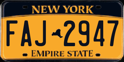 NY license plate FAJ2947