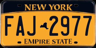 NY license plate FAJ2977
