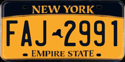 NY license plate FAJ2991