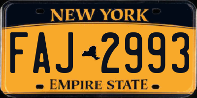 NY license plate FAJ2993