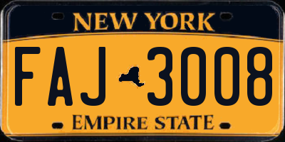 NY license plate FAJ3008