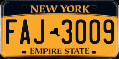 NY license plate FAJ3009