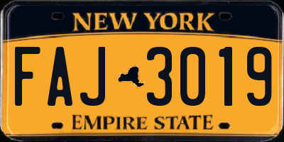 NY license plate FAJ3019