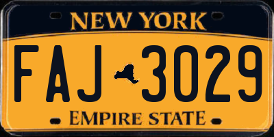 NY license plate FAJ3029