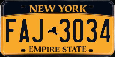 NY license plate FAJ3034