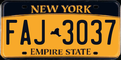 NY license plate FAJ3037