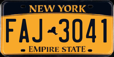NY license plate FAJ3041