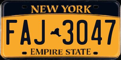 NY license plate FAJ3047
