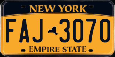 NY license plate FAJ3070