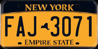 NY license plate FAJ3071