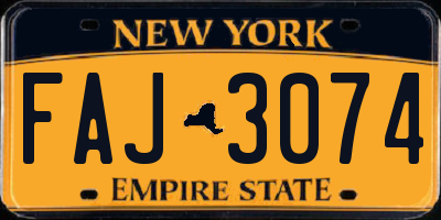 NY license plate FAJ3074