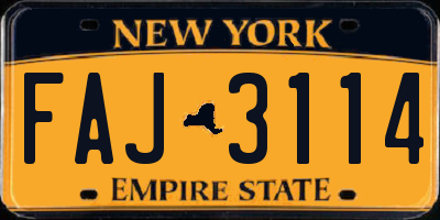 NY license plate FAJ3114