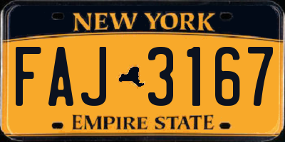 NY license plate FAJ3167