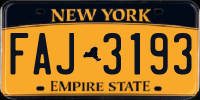 NY license plate FAJ3193