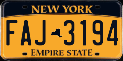 NY license plate FAJ3194