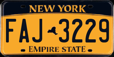 NY license plate FAJ3229