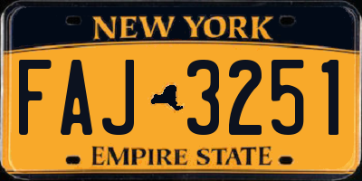 NY license plate FAJ3251