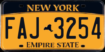 NY license plate FAJ3254