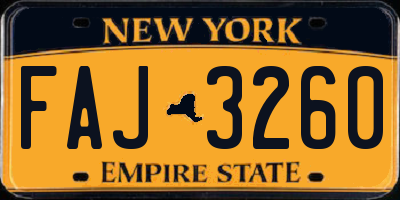 NY license plate FAJ3260