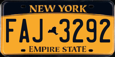 NY license plate FAJ3292