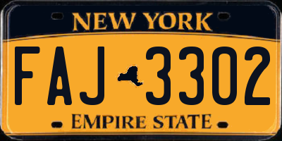 NY license plate FAJ3302
