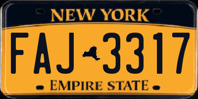 NY license plate FAJ3317