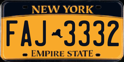 NY license plate FAJ3332