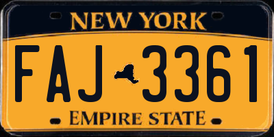 NY license plate FAJ3361