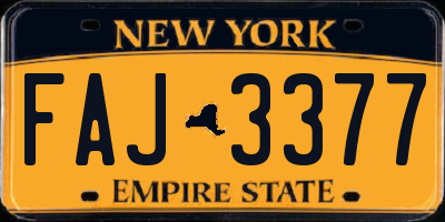 NY license plate FAJ3377