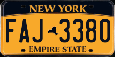 NY license plate FAJ3380