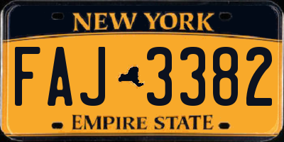 NY license plate FAJ3382