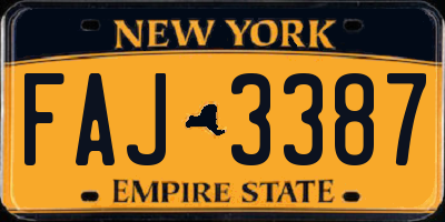 NY license plate FAJ3387