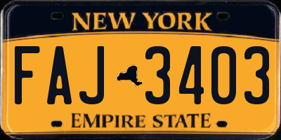NY license plate FAJ3403